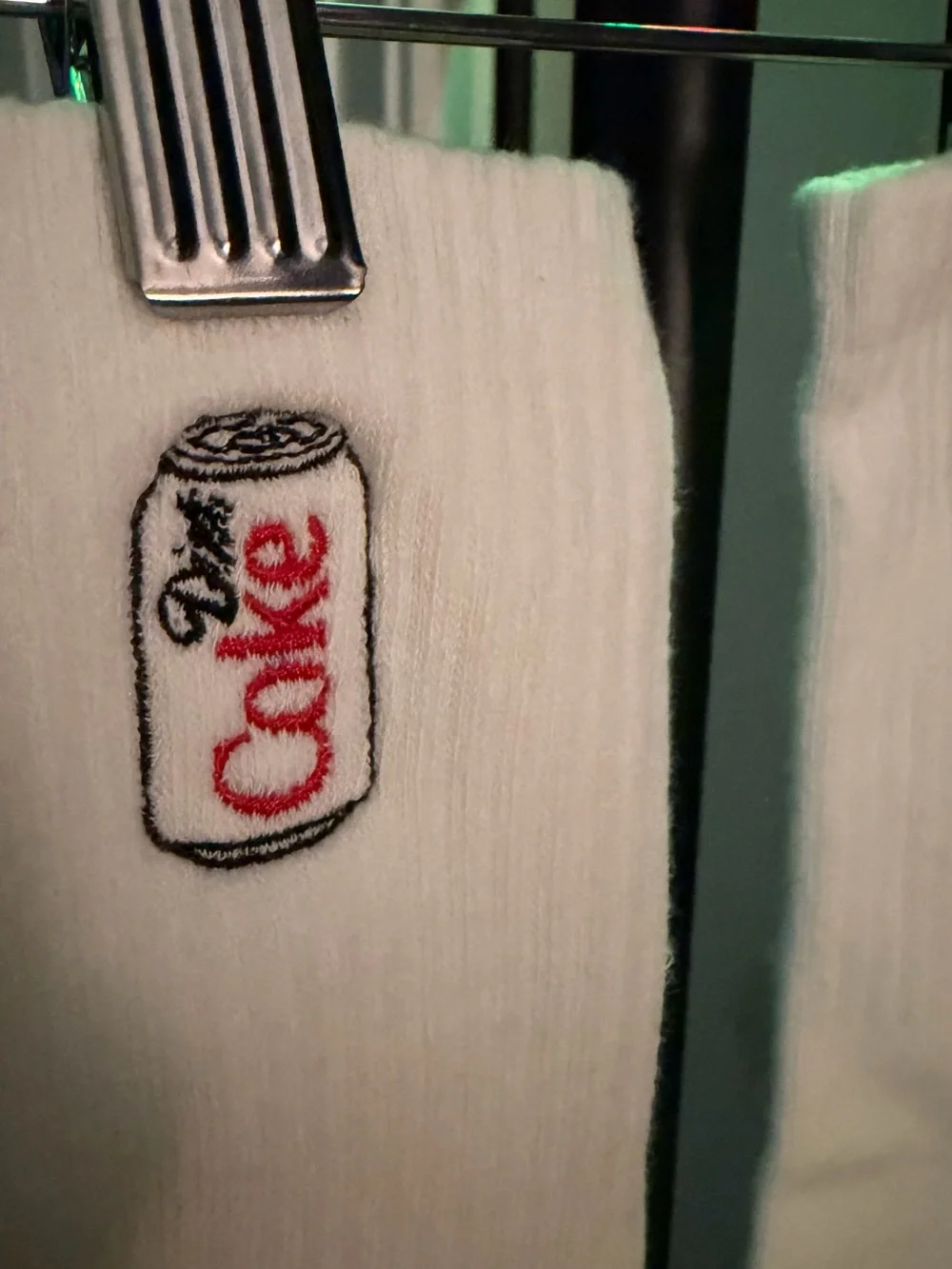 Diet Coke Embroidered White Crew Socks - Classic Logo
